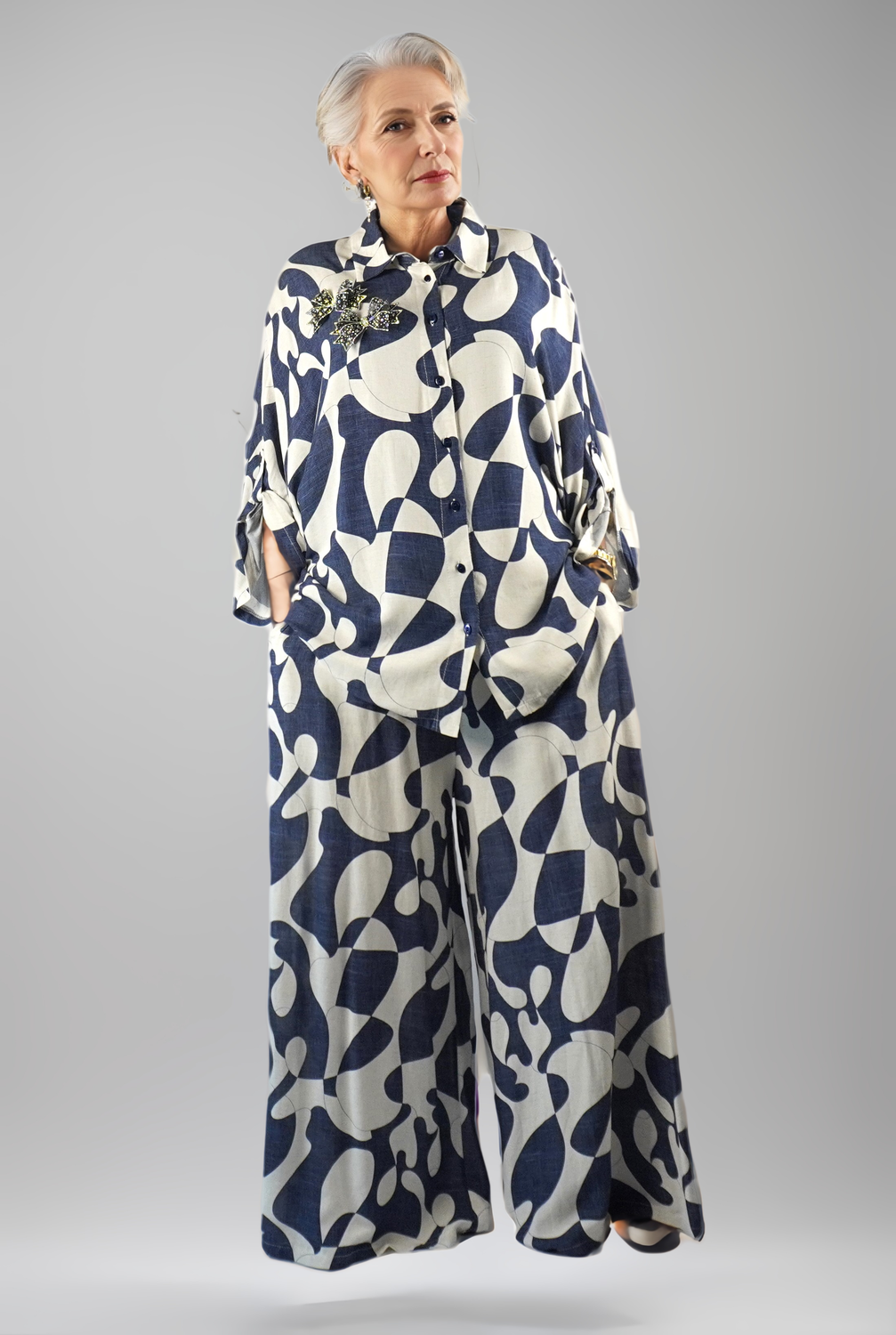 W-Dress 29 - Madam P Two Piece Elegant Women Print Set - Image 2
